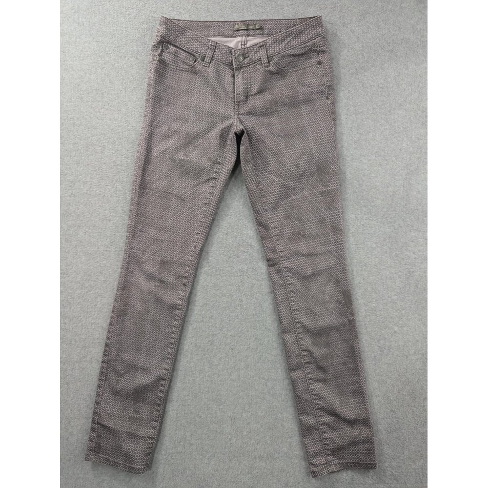 Prana Pants Womens 4/27 Gray Skinny Jeans Organic Cotton Stretch Geometric